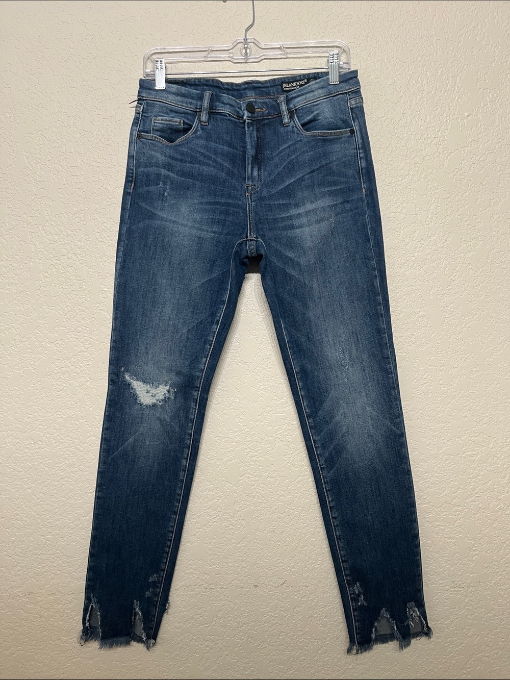 Blank NYC Women’s Size 29 Straight Slim Skinny Distressed Jeans - Dark Blue Wash